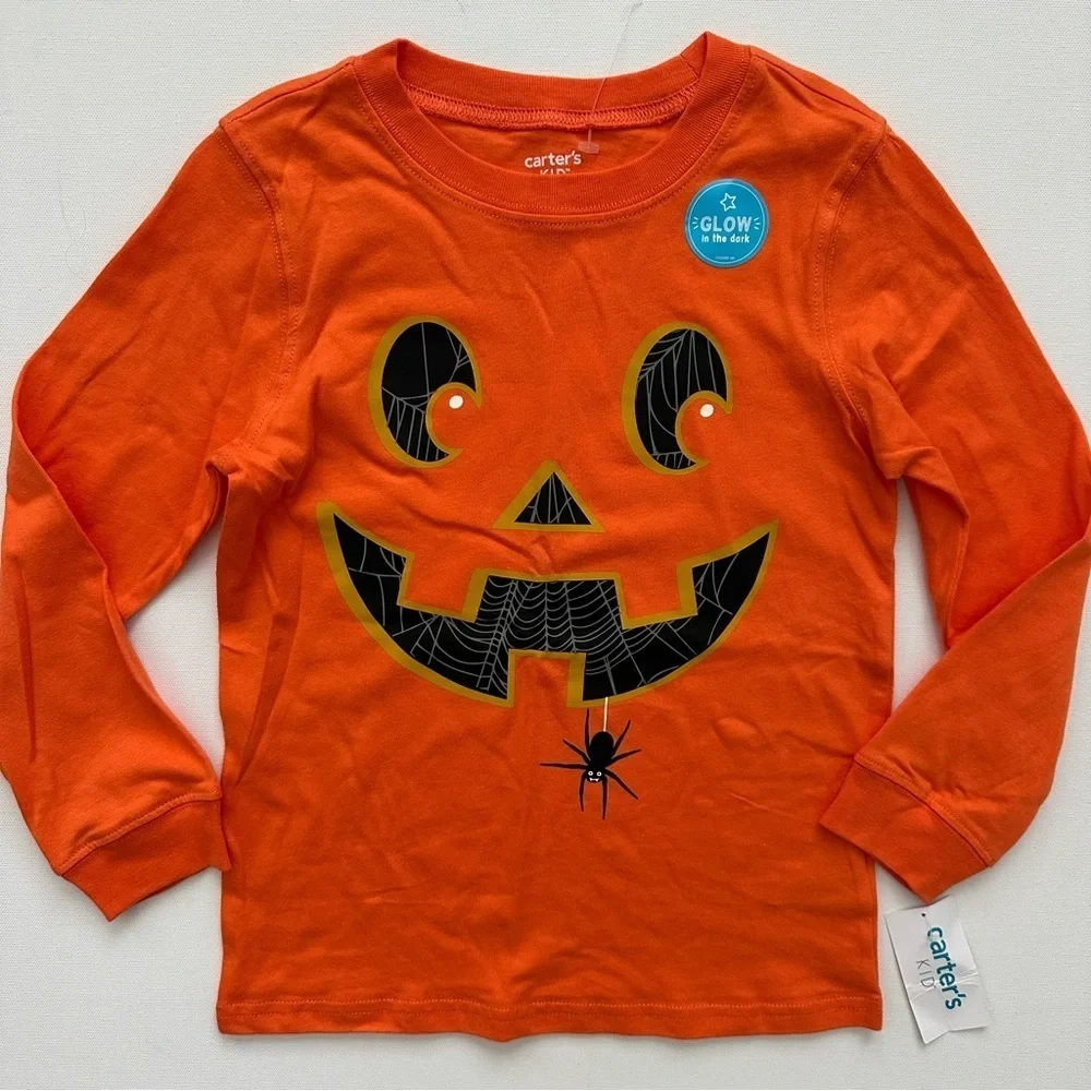 Carter's Glow-in-the-Dark Pumpkin Face Shirt Size 5